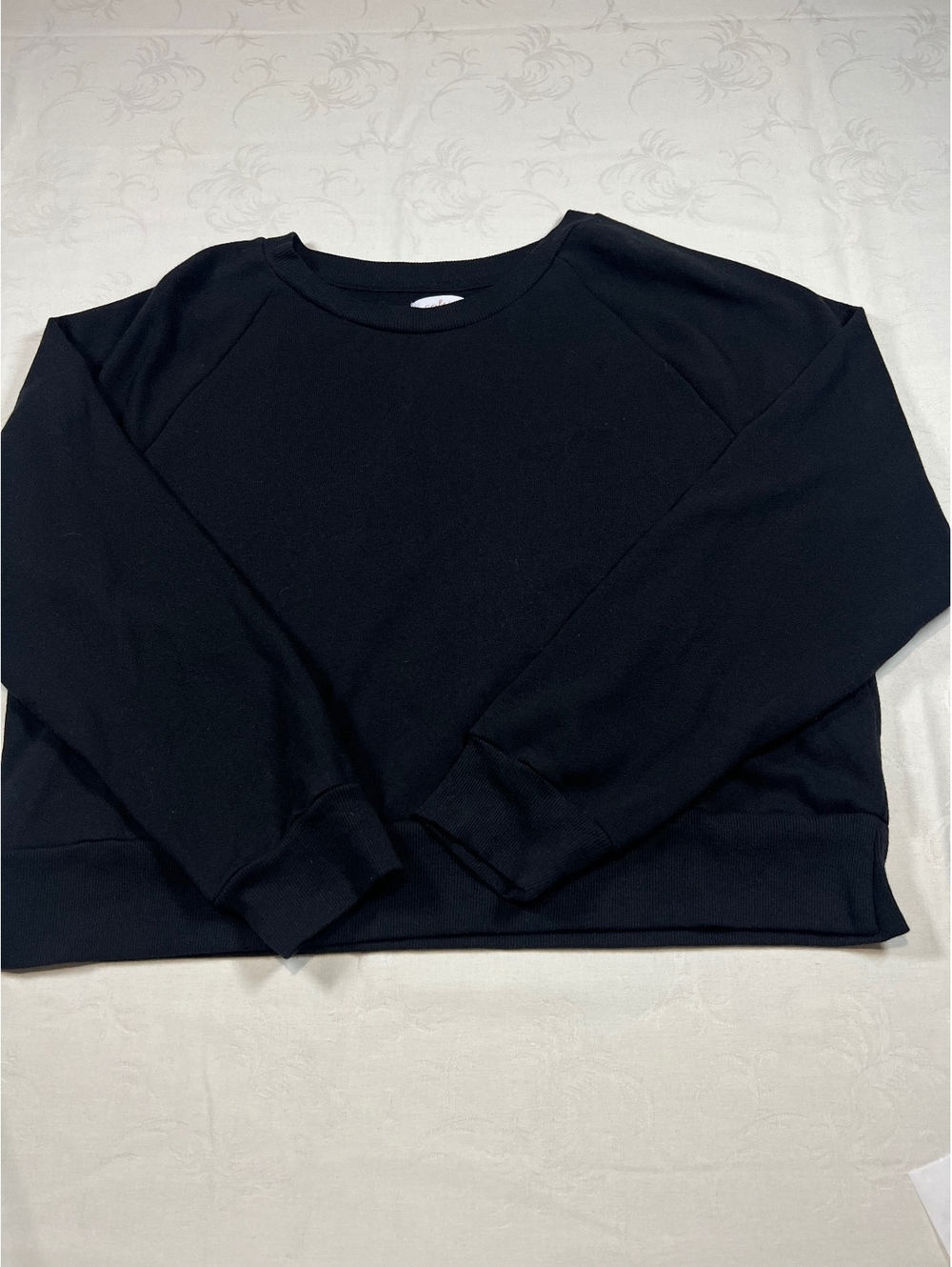 Womans Colsie Cropped Crewneck Sweatshirt Comfy Black Size XL